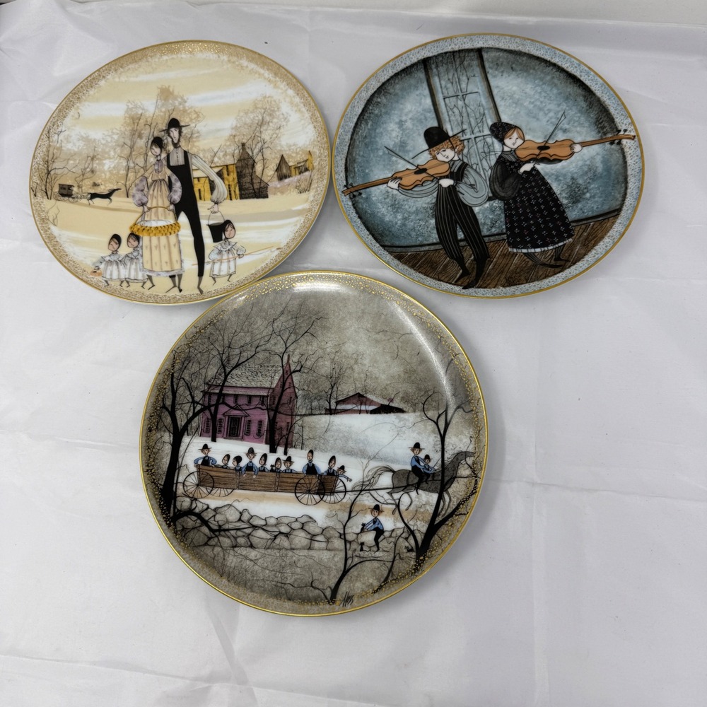 P Buckley Moss Anna Perenna American Silhouettes Plates Set of 3 Limited Edition